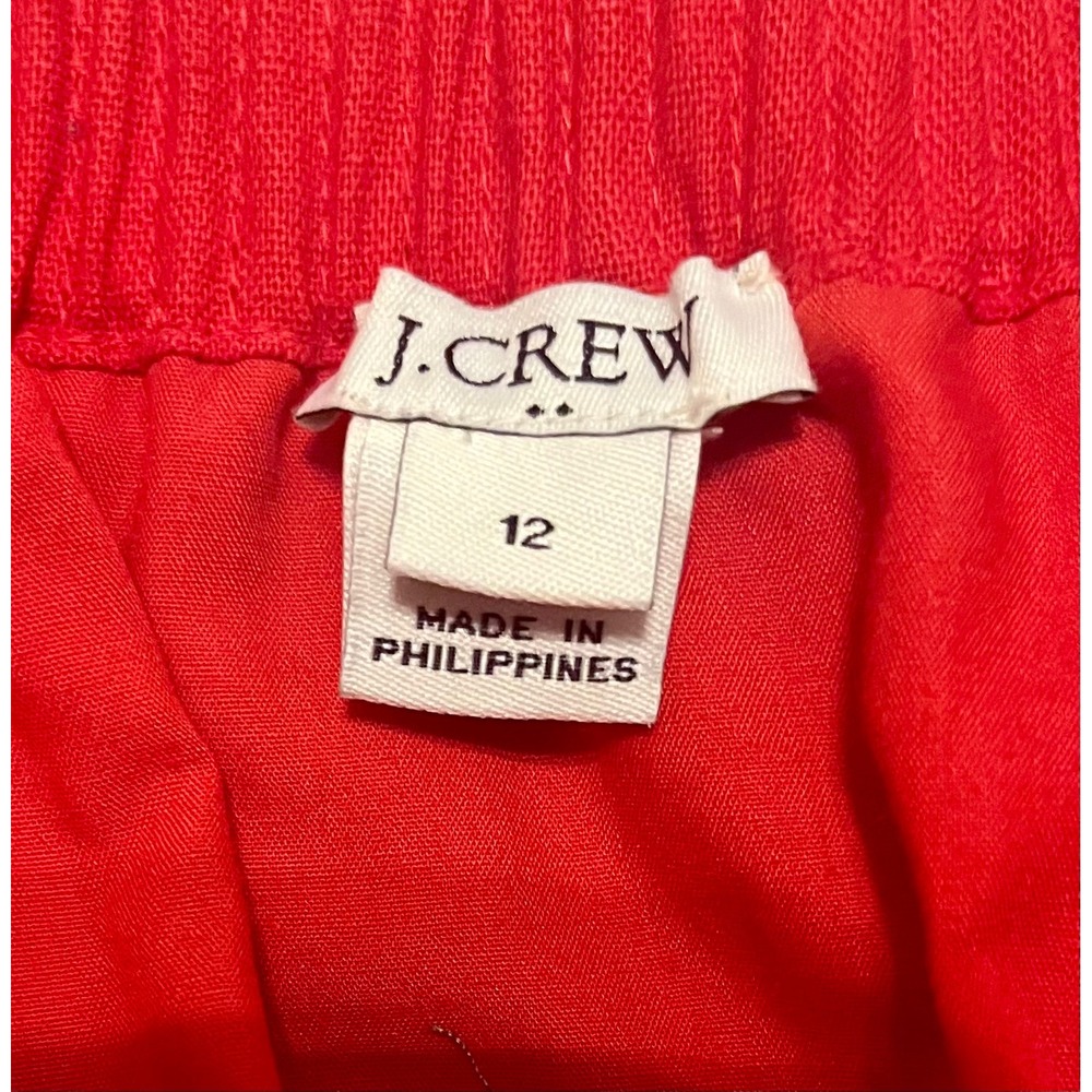 J.Crew Red Scalloped Hem Linen Cotton Blend Mini Skirt Size 12 Pockets - Picture 9 of 10